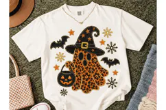 Leopard Ghost Witch Halloween PNG Tee Product Image 2