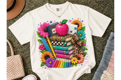 Teacher Books Floral PNG Sublimation Tee Product Image 2