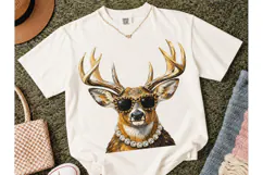 Glam Deer Leopard Sunglasses PNG Shirt Product Image 2