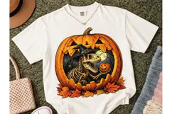 Halloween Dino Skeleton Pumpkin PNG Tee Product Image 2