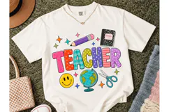Colorful Teacher PNG Sublimation Shirt D Product Image 2