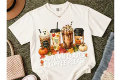 Autumn Leaves Coffee Please PNG Tee Product Image 2