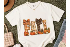 Fall Patchwork Bow Pumpkin PNG Tee Desig Product Image 2