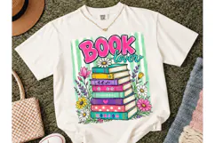 Book Lover Floral Stack PNG Shirt Design Product Image 1