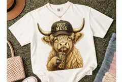 Hot Mess Highland Cow PNG Sublimation Product Image 2