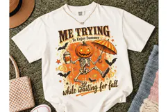 Me Trying Enjoy Summer Pumpkin PNG Tee Product Image 2
