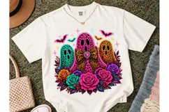 Leopard Ghost Floral Halloween PNG Tee Product Image 2