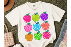 Colorful Apple Grid Teacher PNG Tee Product Image 2