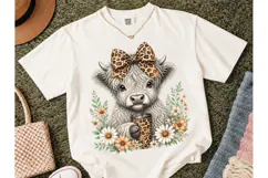 Highland Cow Leopard Floral PNG Sublimat Product Image 2