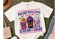 Freshly Boo'd Coffee Halloween PNG Tee Product Image 2