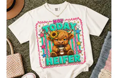Not Today Heifer Highland Cow PNG Tee Product Image 2