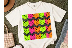 Halloween Bats Neon Polka Dot PNG Tee-Halloween Bats Neon Po Product Image 2
