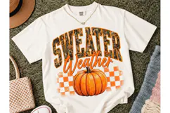 Sweater Weather Pumpkin PNG Fall Tee Product Image 2