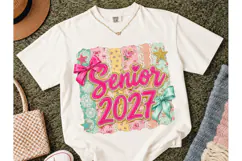 Senior 2027 Coquette Floral PNG Tee Product Image 2