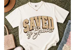 Saved by Grace PNG Christian Tee Design Product Image 1