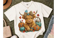 Highland Cow Fall Pumpkin PNG Sublimatio Product Image 2