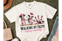 Walking By Faith Funny Cow PNG Tee Product Image 2