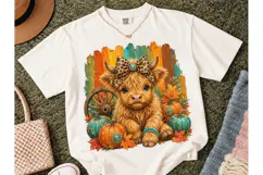 Highland Cow Fall Pumpkin PNG Sublimatio Product Image 2