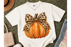 Leopard Bow Pumpkin Fall PNG Sublimation Product Image 2