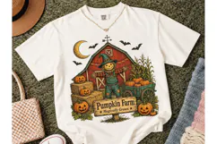 Pumpkin Farm Scarecrow Halloween PNG Tee Product Image 2