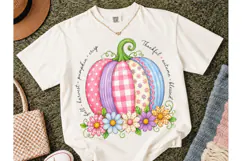 Pink Pumpkin Fall Floral PNG Sublimation Product Image 2