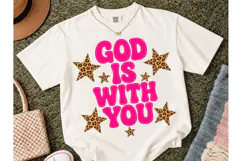 God Is With You Leopard Stars PNG Tee Product Image 2