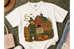 Pumpkin Farm Scarecrow Halloween PNG Tee Product Image 2