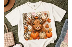 Fall Highland Cow Pumpkin PNG Sublimatio Product Image 2