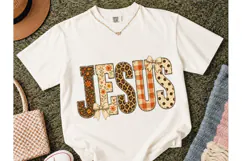 Jesus Boho Floral Leopard PNG Tee Design Product Image 2