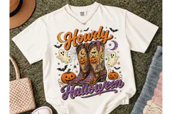 Howdy Halloween Cowboy Boots PNG Tee Product Image 2