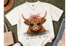 Highland Cow Be Still My Soul PNG Tee Product Image 2