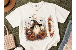 Halloween Ghost Floral Witch PNG Tee Product Image 2