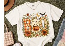 Boho Ghost Floral Halloween BOO PNG Tee Product Image 2