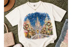 Magic Castle Christmas Night PNG Tee Product Image 2