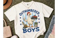 Outnumbered By Boys Mom Duck PNG Tee Product Image 2