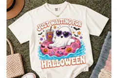 Just Waiting For Halloween Ghost PNG Tee Product Image 2