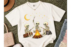 Skeletons Campfire Halloween PNG Shirt Product Image 2