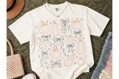 Pumpkin Bows Fall Halloween PNG Tee Product Image 2