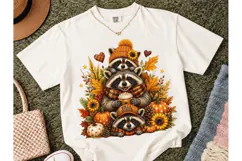 Fall Vibes Raccoon Trio PNG Sublimation Product Image 2