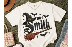 Mrs Witch Halloween PNG Embroidery Shirt Product Image 2