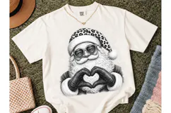 Cool Santa Leopard Hat Heart PNG Tee Product Image 2