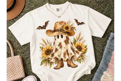 Cowboy Ghost Sunflower Halloween PNG Product Image 2