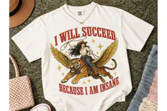 I Will Succeed Cowgirl Tiger PNG Tee Product Image 2