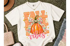 Fall Vibes Pumpkin Bow PNG Sublimation Product Image 2