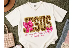 Jesus Leopard Bow PNG Sublimation Tee Product Image 2
