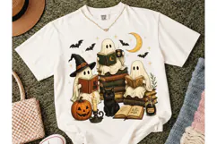 Ghost Reading Books Halloween PNG Shirt Product Image 2