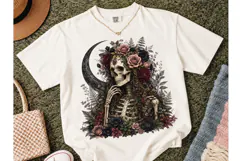 Floral Skeleton Moon PNG Shirt Design Product Image 2