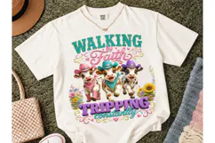 Walking by Faith Funny Cow PNG Tee Product Image 2