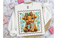 Highland Cow Boho Coffee PNG Sublimation Product Image 3