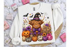 Halloween Highland Cow Witch PNG Tee Product Image 1